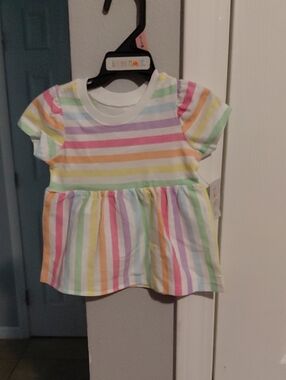 Rainbow Stripe Peplum Top - Multicolor